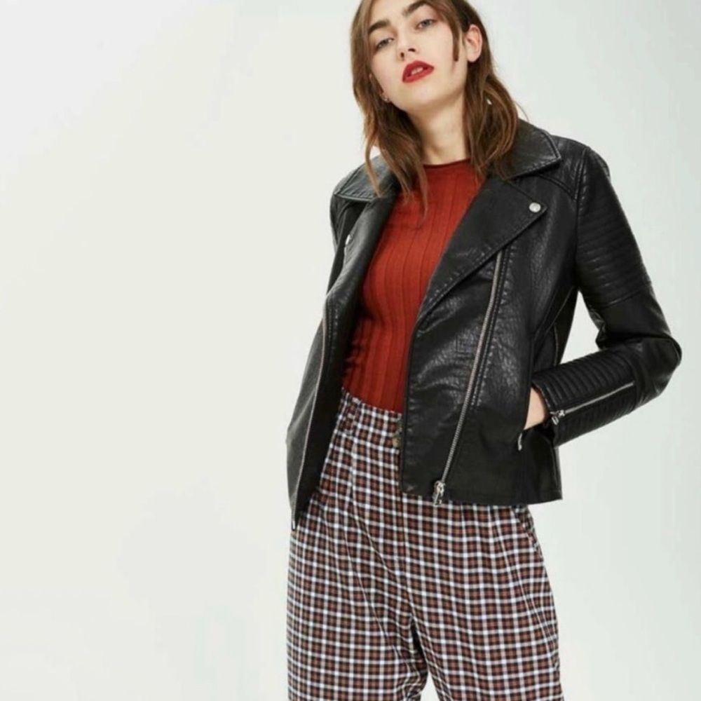 Topshop Rosa Black Leather Jacket